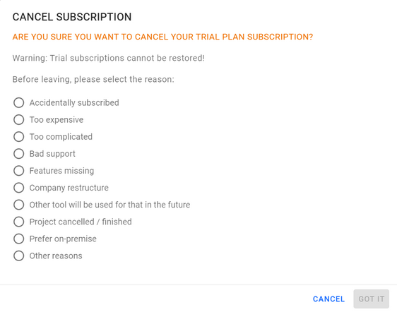 Cancel Subscription